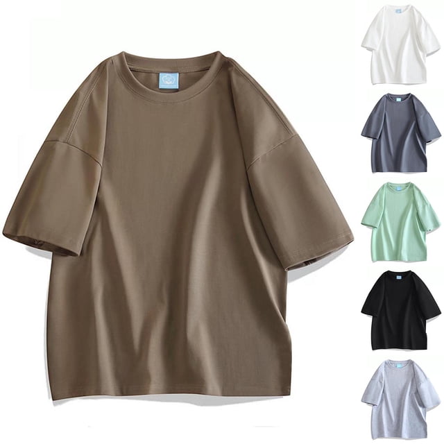 Gspmoly T-Shirt pour Hommes, Haut Décontracté Uni à Manches Courtes Col Rond Blouses pour Sortir en Liquidation