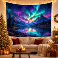 thumbnail image 3 of Mountain Lake Vertical with Nighttime Dominated Spectacular, Mystical Fantasy for Space Lovers, Wall Decor, Housewarming Gift, Tapestry Wall Hanging for Dorm and Living Room, 3 of 7