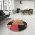 thumbnail image 3 of Ahgly Company Indoor Round Contemporary Saffron Red Patchwork Area Rugs, 8' Round, 3 of 6