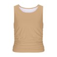 thumbnail image 5 of UPPADA Womens Tank Tops High Crew Neck Sleeveless Vest Solid Color Slim Fit Camisole Tops Casual Side Ruched Yoga T-Shirts,Summer Tank Tops for Women 2025 Beige,M, 5 of 6