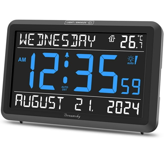 Reloj Digital DreamSky Grande con Fecha, Día de la Semana y Temperatura