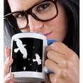 thumbnail image 2 of 3dRose, A Murder of Crows, Halloween crows in white silhouetted on black, 15oz Two-Tone Blue Mug, 2 of 7