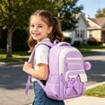 thumbnail image 5 of CHENjy CuteBowknot Girls Backpack, Lightweight Water-Resistant Bookbag, Padded Straps Large Capacity, Purple, 5 of 6