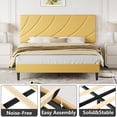 thumbnail image 2 of 4 EVER WINNER Queen Size Bed Frame, Queen Bed Frame Platform Bed with Headboard, Yellow Bed for Kids, Easy Assembly, Yellow, 2 of 7