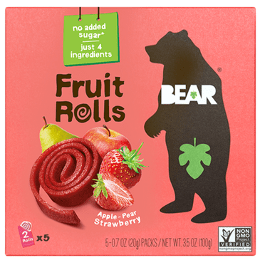 Bear Snacks Strawberry Fruit Rolls 5 Pack 3.5 oz - Pack of 2