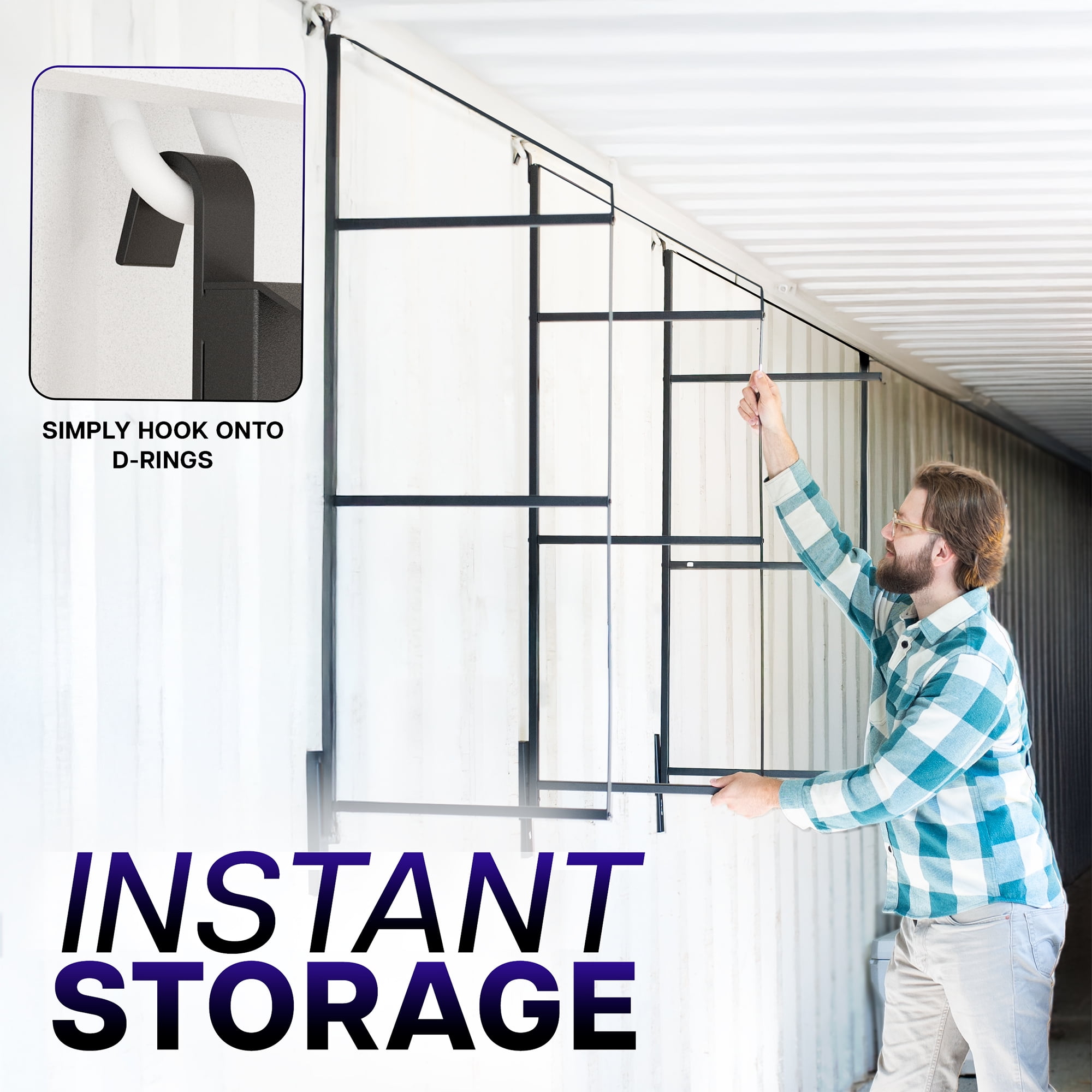 Life Finds Black 3 Tier Shipping Container Shelving Brackets, 4 Pack
