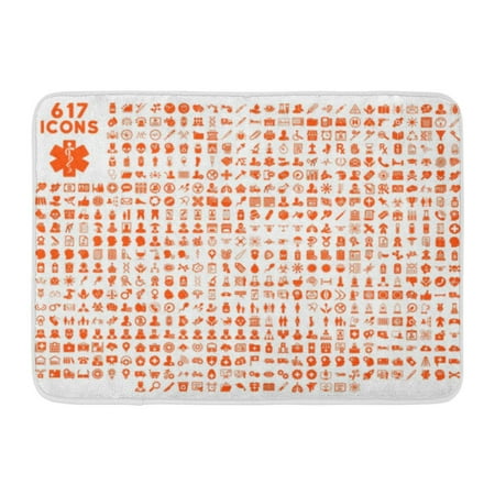 GODPOK Medical Collection Related to Service Health Care Pharmacy Drugstore Science Flat Orange Symbols Rounded Rug Doormat Bath Mat 23.6x15.7