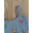 thumbnail image 5 of vera natura 2Pcs Kid Girls Summer Outfits, Sleeveless Butterfly Embroidery Cami Tops + Jeans Set, 5 of 8
