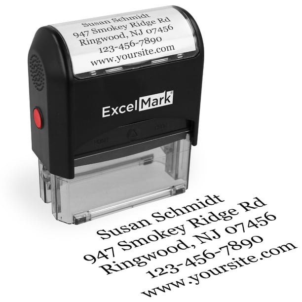Sello de goma autoentintable personalizado ExcelMark grande 0,9 x 2,3"