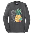 thumbnail image 2 of Wild Bobby, Pineapple Stand Tall Wear Crown And Stay Sweet Inside Arty Inspirational Pop Culture Mens Long Sleeve Shirt, Heather Black, X-Large, 2 of 3