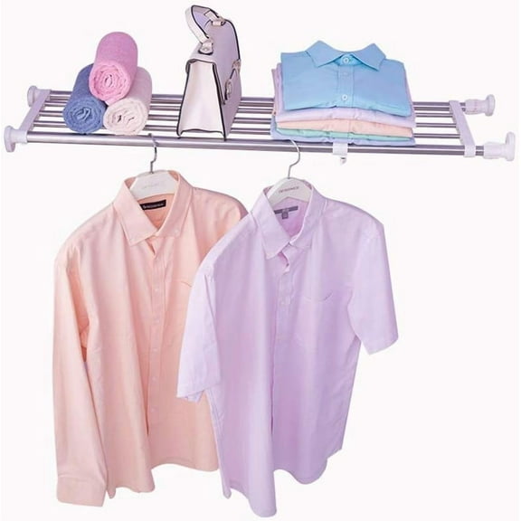 Expandable Shelf Rod Closet System 5-Bar Telescopic Heavy Duty Clothes Hanger Adjustable DIY Storage Organizer Shoe Rack