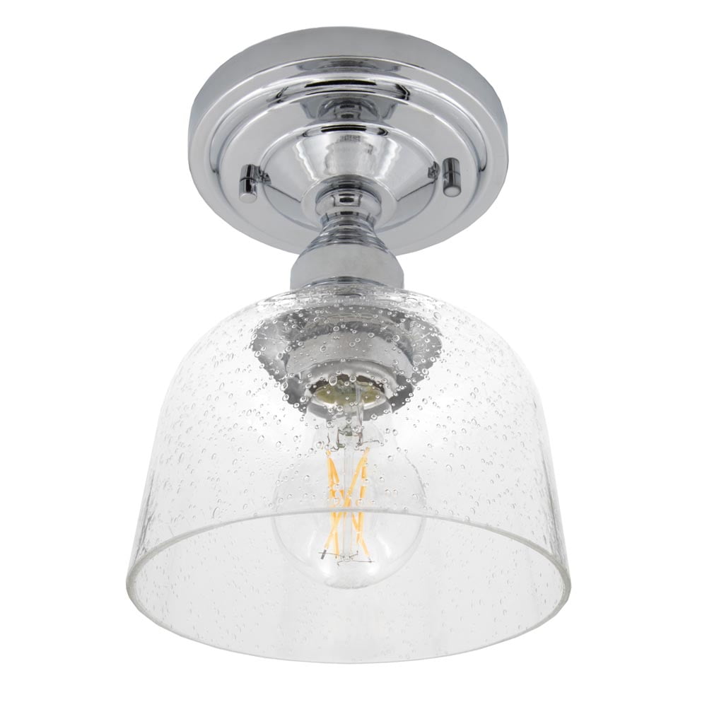 Maxxima 6 in. LED SemiFlush Mount Seeded Glass Ceiling Light w/ A19