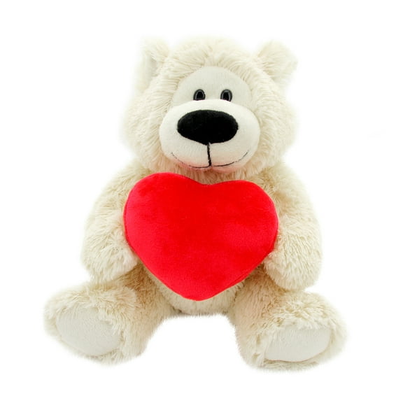 Plushland Sophie Bear 12 Inches with Custom Heart, Cream Teddy Bear Stuffed Animal - Holidays Personalized Gift for Kids, Girls, Boys and Your Loved Ones