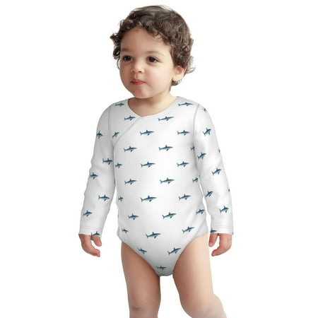 

Fotbe Party Shark Cute Pattern Unisex-baby Long-sleeve Bodysuit Long Sleeve Bodysuits One-piece 100% Organic Cotton for Infant Baby Boys Unisex-6 Months