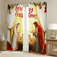 thumbnail image 2 of jejeloiu Happy New Year Curtains Pack of 2 (42x84 Each),Christmas Religious-Themed Curtains Blackout,Marry Xmas Bedroom Curtains For Teens,Ultra Soft Home Decor, 2 of 6