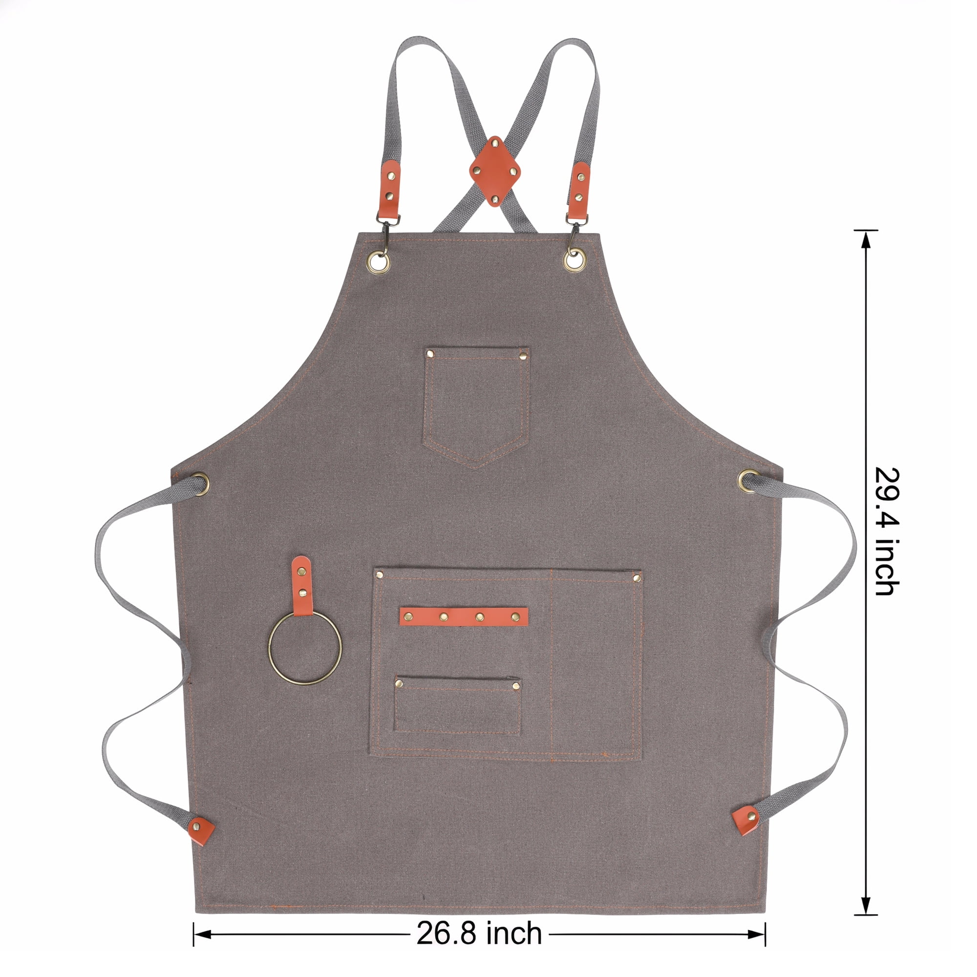 Unique Bargains Adjustable Cooking Apron with Pockets for Home and Kitchen Gray