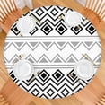 thumbnail image 4 of 44in Round Tablecloth with Elastic Edge, Waterproof Fitted Table Cover for 36-44" Tables, Boho Theme Polyester Reusable Table Cloths Wipe Clean for Picnic, Dining, Outdoor Use and Party Decor, 4 of 7