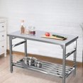 thumbnail image 1 of 48x30 Inch Stainless Steel Table, Heavy Duty Commercial Prep Table with Undershelf, 2 Tier Metal Worktable for Restaurant Kitchen Home Hotel, 1 of 8