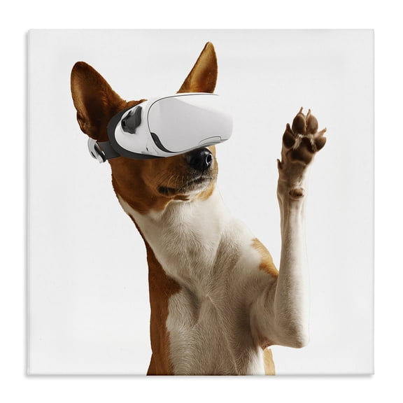 Stupell Industries VR Gamer Dog Animals Painting Wrapped Canvas Canvas Art Print Wall Art, 17 x 17
