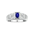 thumbnail image 1 of RYLOS Men's Rings Sterling Silver Classic 6X4MM Oval Gemstone & Diamond Ring Lapis September Birthstone Rings For Men, Silver Rings, Size 13, 1 of 7