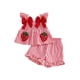 thumbnail image 1 of Conjunto de verano para bebé niña pequeña: top sin mangas y shorts con estampado de fresas, bordado, cuadros, lazos y volantes., 1 of 9