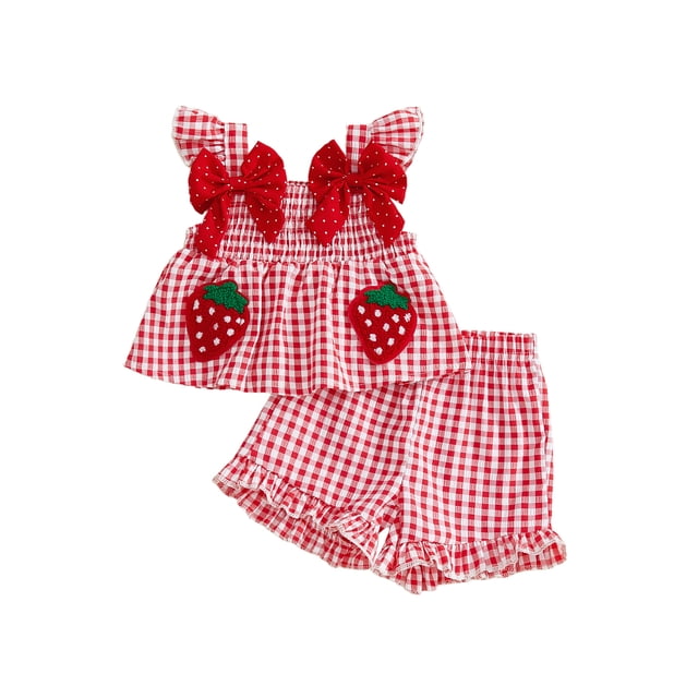Toddler Baby Girl Summer Clothes Watermelon Print Tank Tops Ruffle Cuffs Shorts 2Pcs Sweet Outfit