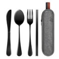 thumbnail image 1 of Reusable Travel Utensils Set with Case, Premium Stainless Steel Flatware, Portable Silverware for Lunch, Camping, Picnic, Travel Fork and Spoon Set, To Go Utensils, Dishwasher Safe, 1 of 6