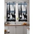 thumbnail image 2 of Vintage Bear Tier Curtains 45 Inch Length,Sheer Curtains for Bedroom Living Room Window Farmhouse Trees Mist Forest Wooden Grain Small Half Window Kitchen Curtains & Drapes 27.5"x45" 2 Panels, 2 of 6