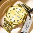 thumbnail image 2 of Resicozy Mens Casual Stainless Watchea Big Face Quartz Watch Classic Numeral Dial Dress Watches Gold, 2 of 3