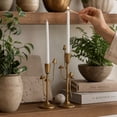 thumbnail image 4 of DecMode 2 Candle Gold Metal Abstract Mushroom Inspired Candle Holder, Set of 2, 4 of 15
