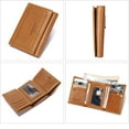 thumbnail image 2 of Monedero con cadena antirrobo y bloqueo RFID para hombre, monederos plegables con múltiples bolsillos, genuino, 2 of 8