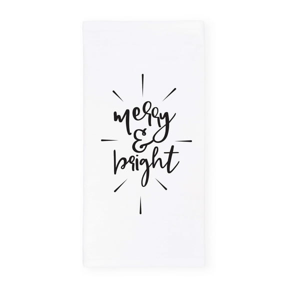 Merry and Bright Cotton Canvas Christmas Kitchen Tea Towel