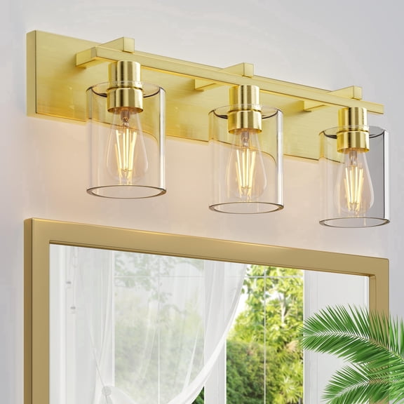 6-Light Bathroom Vanity Light, 38 Inch Matte Black Wall Light Fixture with Clear Glass Shades, Modern Vanity Lighting Over Mirror, E26 Base