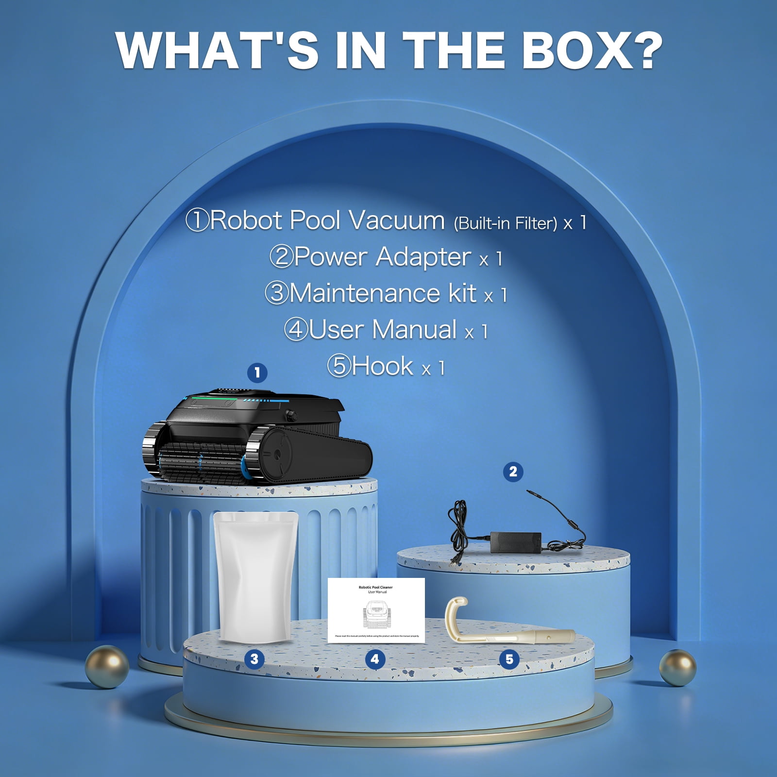 AIRROBO Robotic Pool Vacuum Cleaner CP20 Cordless Wall-Climbing for Above-Ground Pools and In-Ground Pools