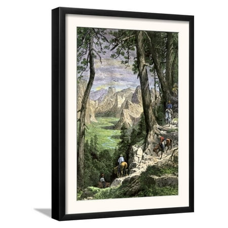 Horseback Riders Descending into Yosemite Valley, 1870s Framed Art Print Wall Art