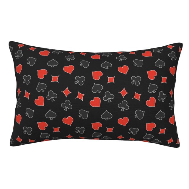 Fotbe Poker Creative Symbols Funda de Almohada Decorativa Estilo Occidental, Lujo en Algodón, Fundas para Almohadas King, Cojín Estampado para Decoración del Hogar-20"x30"