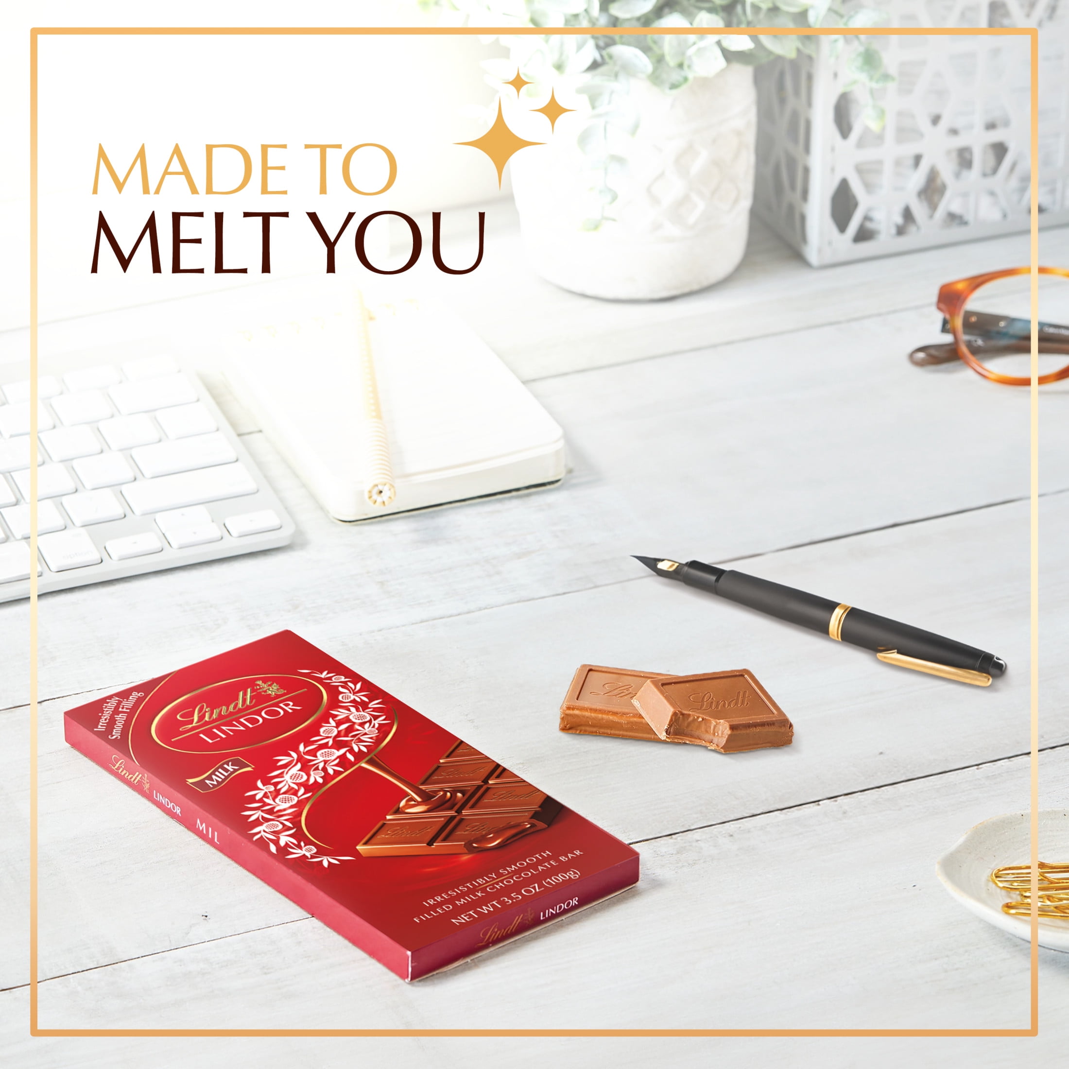(2 pack) Lindt Lindor Milk Chocolate Truffle Candy Bar, 3.5 oz.