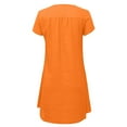 thumbnail image 5 of Women's Shift Dress V-Neck Short Sleeve Cotton Line Dresses Solid Color Loose Fit T-Shirt Tunic Short Dres, 5 of 8