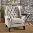 thumbnail image 3 of Antique Style Accent Chair in Beige Fabric for Living Room | Tufted Back, Decorative Trim, Dignified Design | 30"D x 29.75"W x 37.50"H, 3 of 13