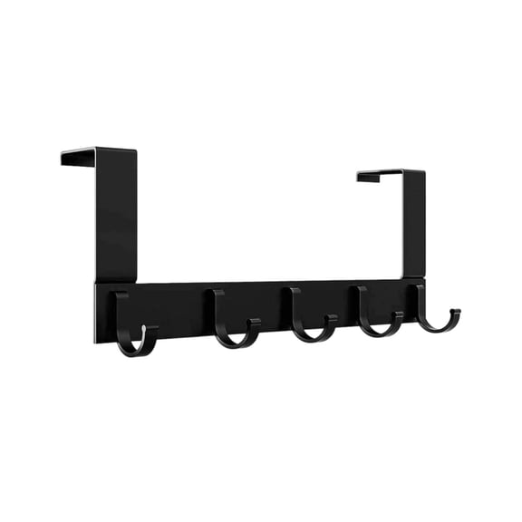 Over The Door Towel Rack with 6 Hooks - No Drill Door Hooks & Towel Racks for Bathroom, Bedroom, Dorm Essentials, Coat Hook Organizer