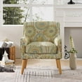 thumbnail image 5 of Floral Print Accent Chairs Indoor Furniture，Tufted Wingback Chair Reading Arm Bedroom Furniture Chairs （Beige Yellow), 5 of 10