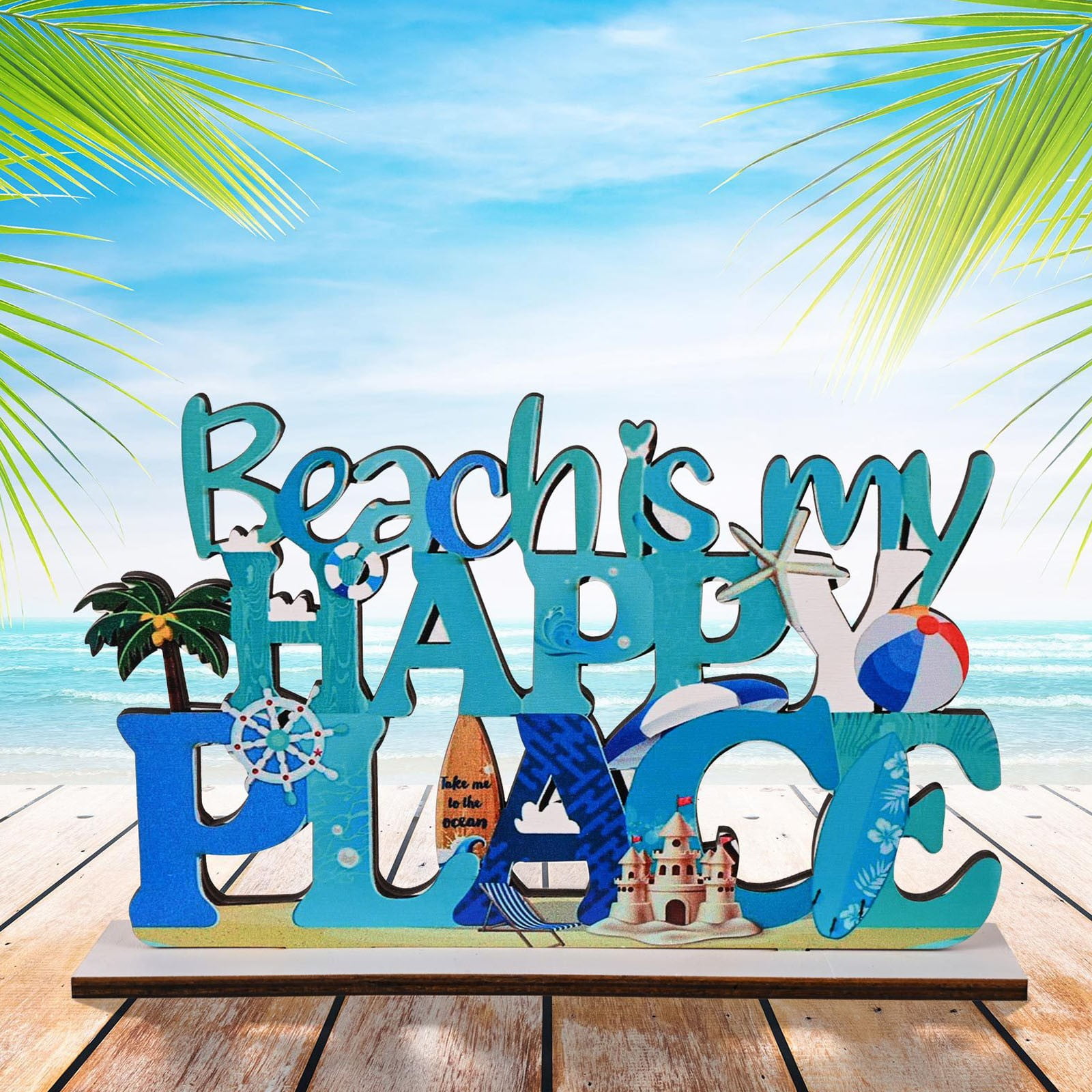 Wooden Shabby Chic Beach Sign Nautical Seaside Nautical Ornament Bathroom Plaque 