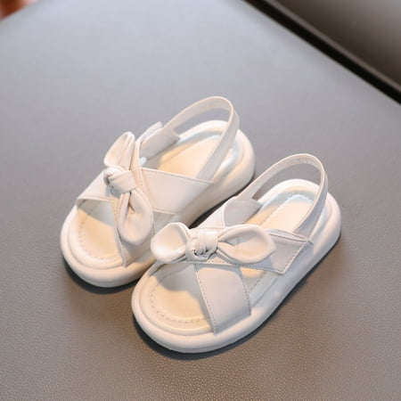 

AOOCHASLIY Baby Days Savings Shoes Event Toddler Shoes Baby Girls Cute Fashion Solid Color Bow Non-slip Soft Sole Beach Sandals
