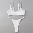 thumbnail image 4 of Women Sexy Anti-strip Solid Color Cut Out High Cut Lace Up Two Piece Bikini Set, 4 of 6