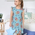 thumbnail image 4 of Fotbe I Am A Fan Popcorn Vestido de Dormir para Niñas de 3 a 10 Años, Mangas Cortas, Estilo Princesa, Pijama Camisón con Mangas Voladas-XX-Large, 4 of 6