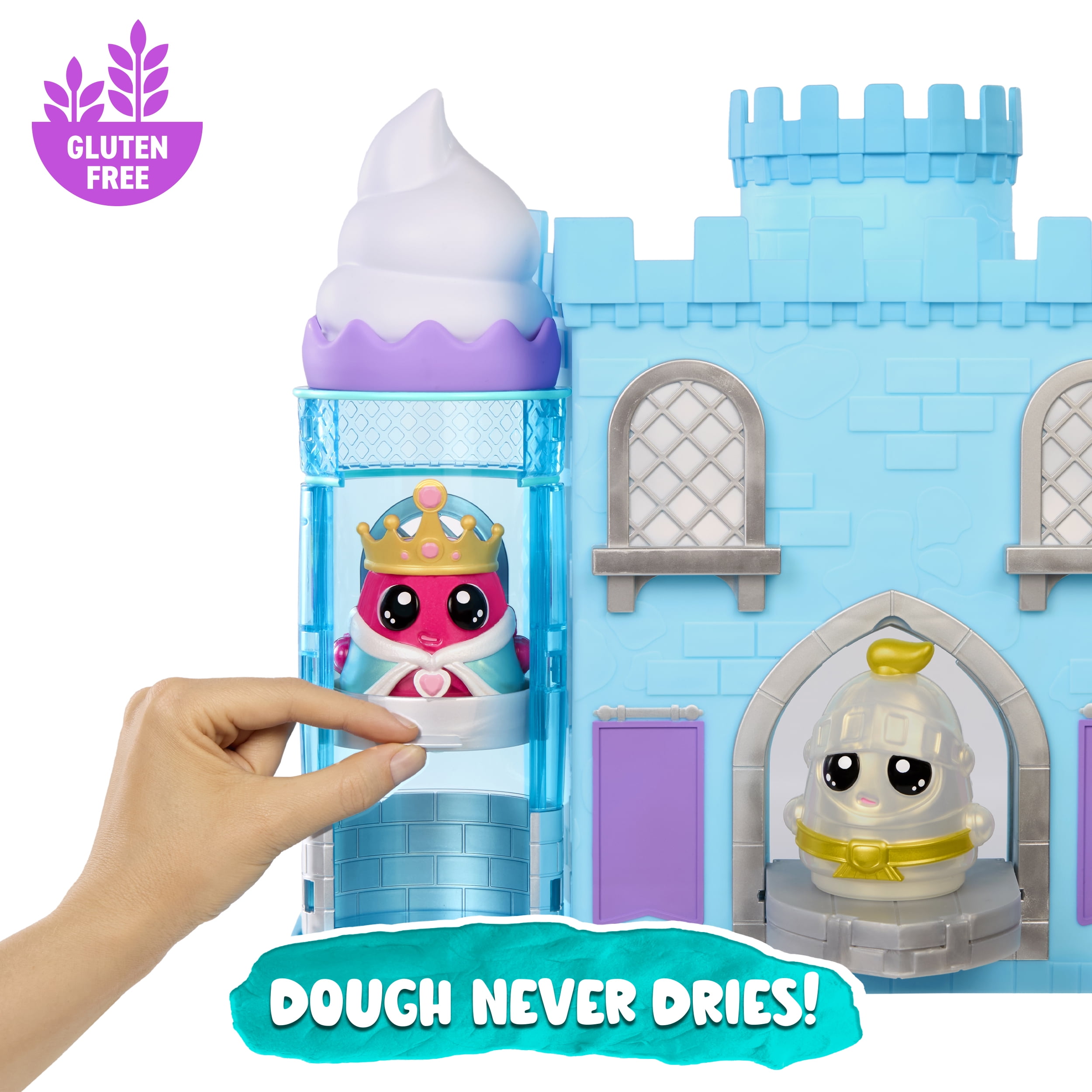 DohKins Ice Cream Castle with Princess & Knight - Dough Never Dries, 10oz scented dough