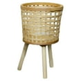 thumbnail image 1 of ziyahi Hand Woven Rattan Flower Pot Wood Stand DIY Storage Basket Handcrafted Rustic Balcony Plant Planters Garden Ornaments Horizontal pattern M, 1 of 9