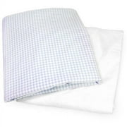Seed Sprout Basics 2-Pack Crib and Toddler Sheet Sets, Blue Gingham and Solid White