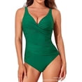 thumbnail image 2 of Traje de baño de una pieza para mujer, traje de baño de una pieza ajustado, retro plisado, fruncido, retro, 2 of 5