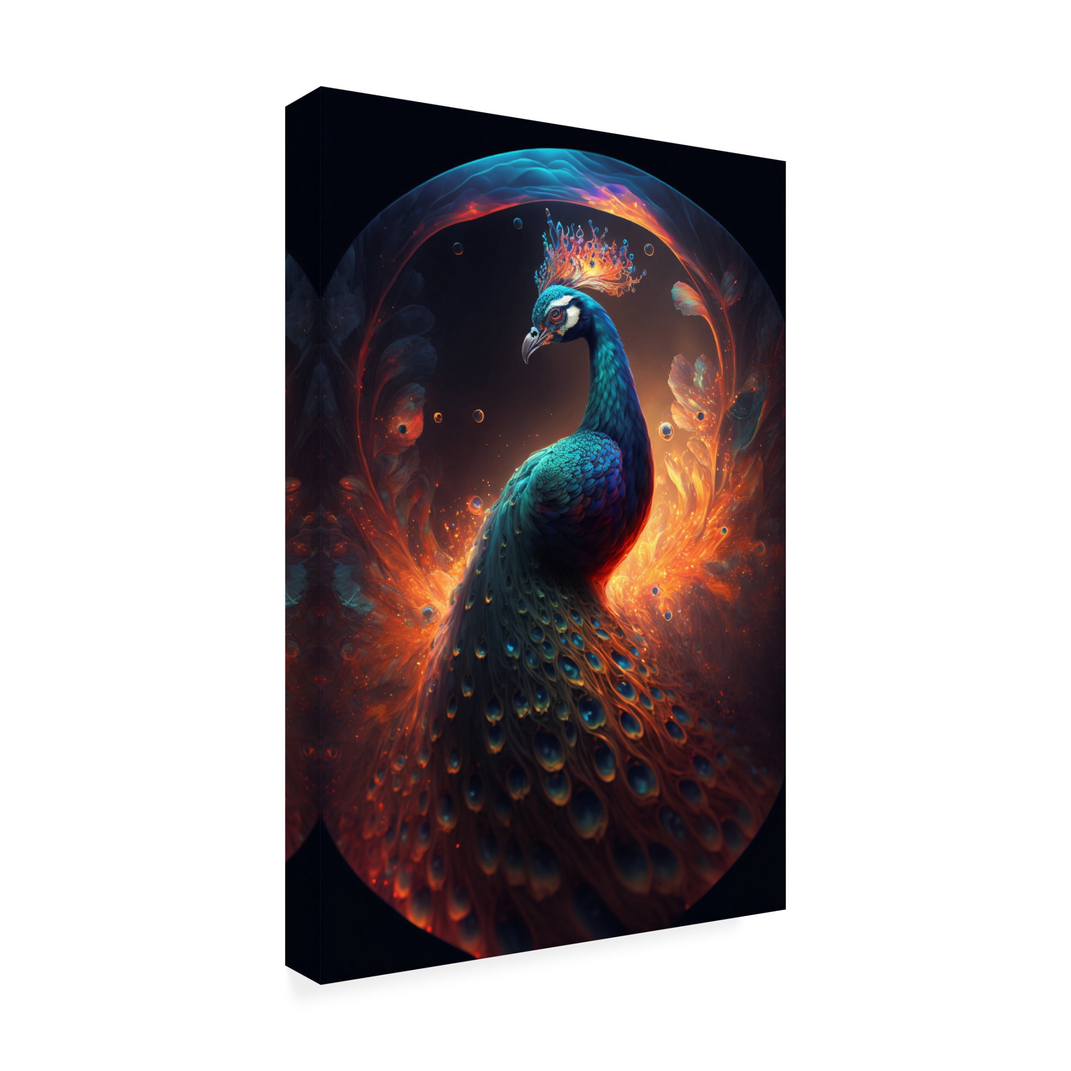 Canvas Wall Art - Ray Heere 'Proud Peacocks 17' Wall Art for Living Room, Bedroom, or Office Décor by Trademark Fine Art - 12 x 19 Inches